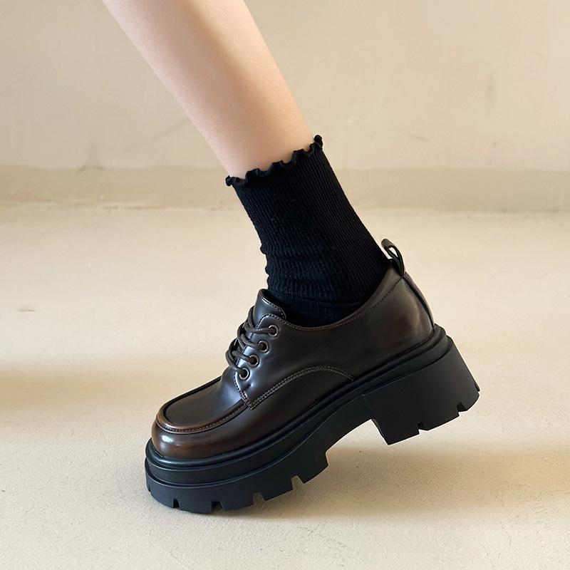 College style lace-up loafers women's 2025 new British ins Maillard platform small leather shoes Jk single shoes
