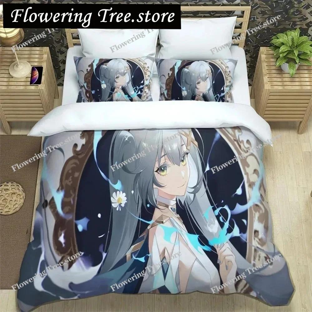 3D Anime Genshin Impact Bedding Set,Duvet Cover Comforter Bed Set Quilt Cover Pillowcase,King Queen Twin Size Boys Girls Adults