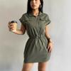 Women's Casual Workwear Style Short-Sleeve Slimming Shirt Dress