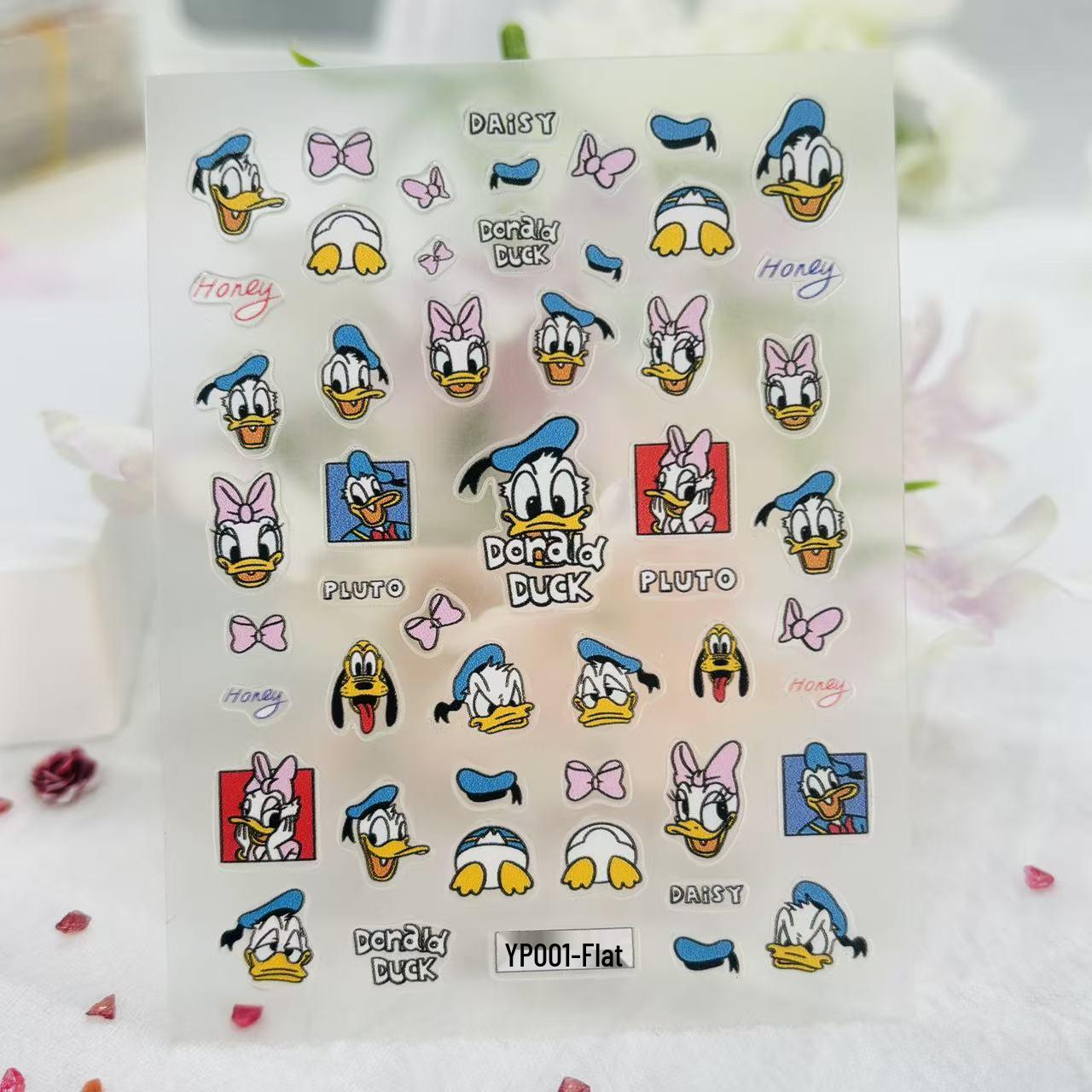 3D Embossed Yellow-Beaked Duck Flower Fairy Nail Art Stickers (Cute Cartoon Pastoral Design) YP001