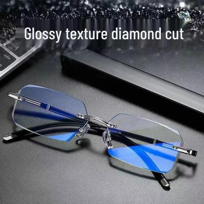 Herrenmode Randlose Diamantschliff Alterssichtige Brille: HD, Ermüdungshemmend, Augenschutz für Leser mittleren Alters und ältere Leser