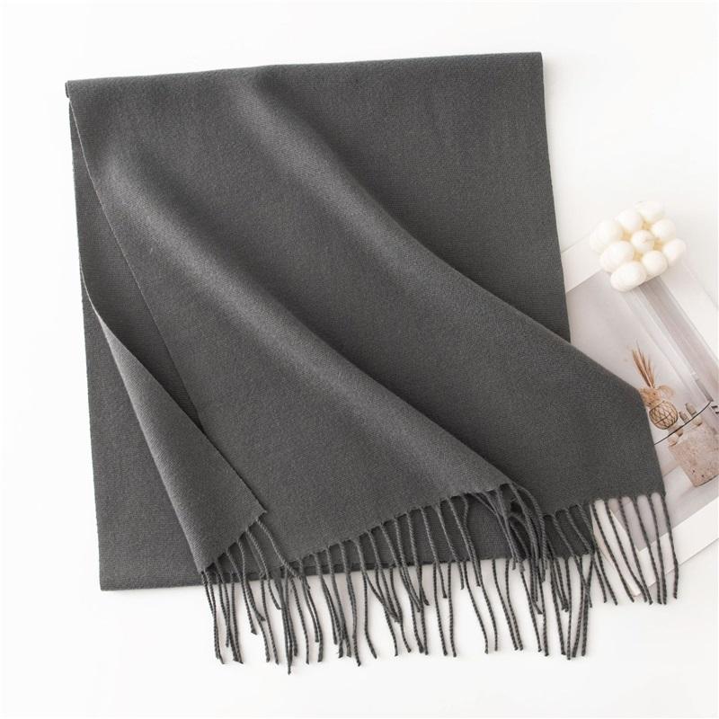 Sciarpa da Donna in Finto Cashmere Tinta Unita con Frange Morbida Calda Stola Avvolgente per Autunno Inverno Outfit Quotidiano Casual