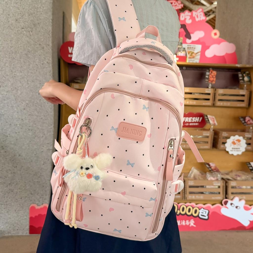 Schoolbag Mori small fresh bow schoolbag female junior high school student cute backpack advanced sense lightweight large capacity backpack