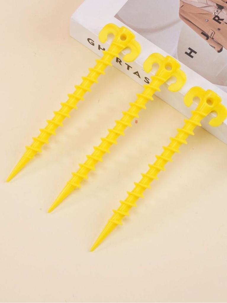 Plastic Spiral Tent Stakes: Outdoor Mountaineering Canopy Accessories - Threaded Sheep Horn Ground Stakes.