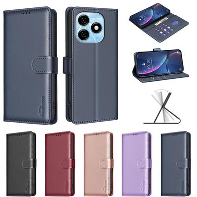 High-quality Leather Wallet Phone Case for Tecno Camon 15,Spark 5,Pop 9,Spark 30C 5G,Spark Go 2024,Spark 20C,Pova 6,RFID Anti-skimming Function.