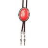 Vintage Oval Shape Stone Pendant Bolo Tie Western Braided Rope Adjustable Necktie Jewelry Shirt Collar Chain Necklace