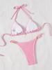 Solid Ruched Tie Sexy Two Piece Bikini Elegant Comfortable For Beach Vacation