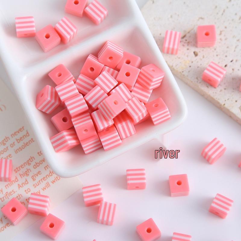 Colorful Square Resin Striped Beads for DIY Necklaces, Bracelets, and Jewelry Accessories