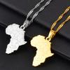 Anniyo 2.5CM Africa Map Pendant Chain Necklaces Gold Color Silver Color African Maps Jewelry National Women Girls @204121