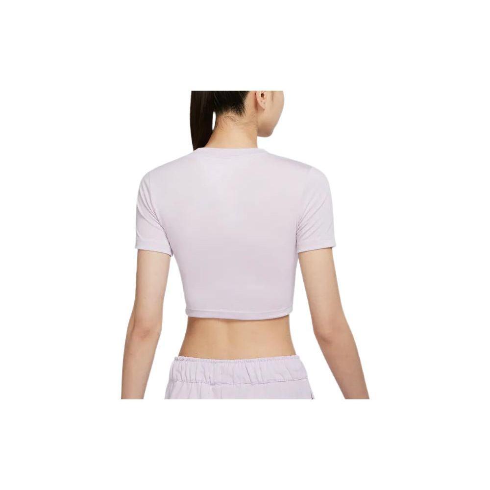 Nike Sportbekleidung Wesentlich Einfarbig Logo Bestickt Kurzarm T-Shirt Damen Oberteile Lila DD1329-530