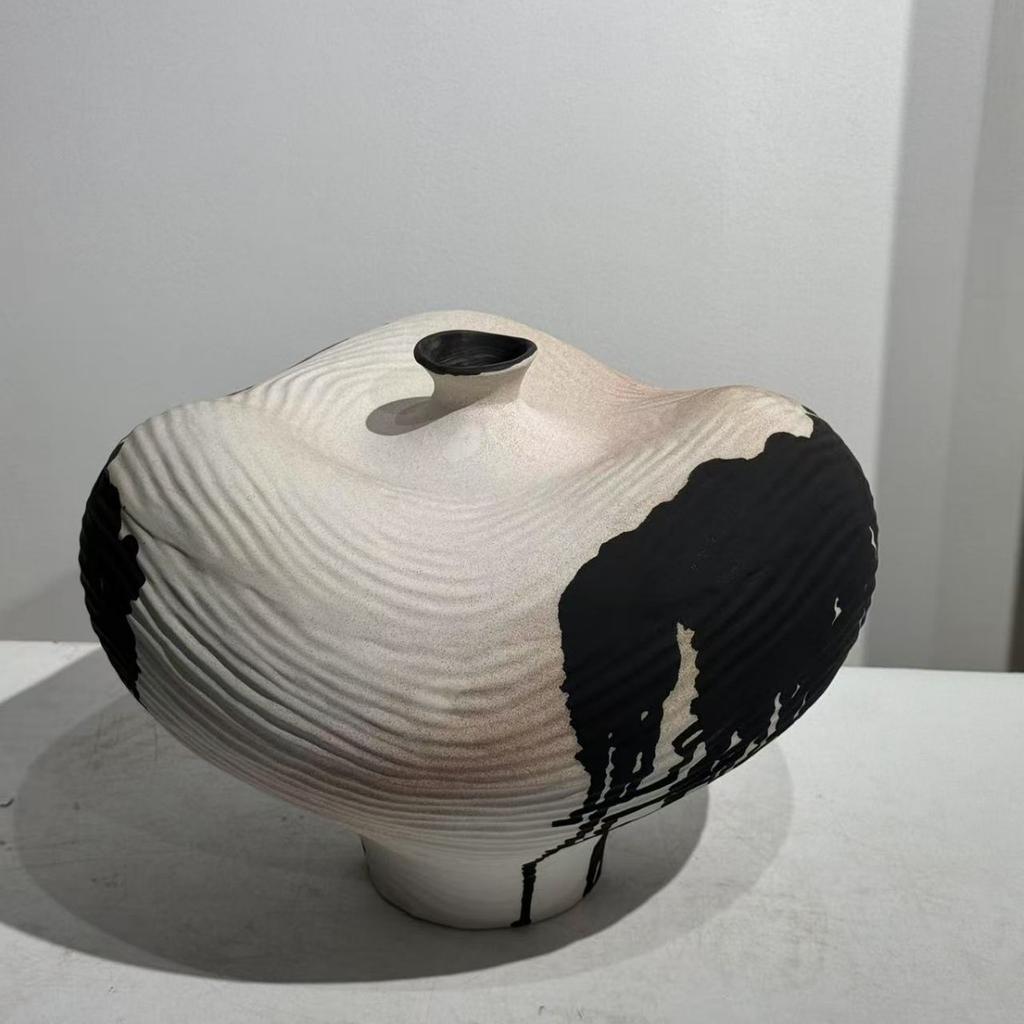 Ceramic Vase Irregular Ink Flow Flower Vase Handmade Porcelain Pot Ceramic Handicrafts Flowerpot Home Decoration Accessories