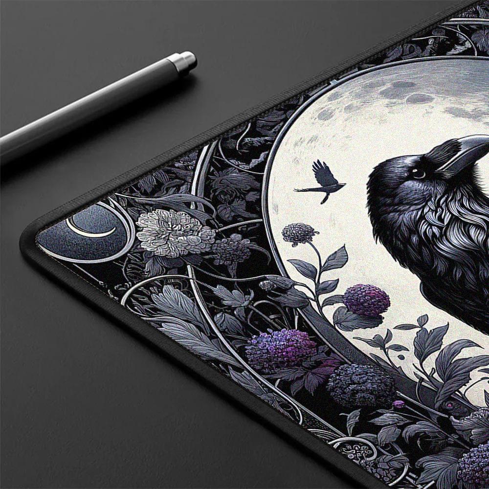 Mousepad E-Sports Mouse Pad Gothic Floral Crow Control Version Rough Surface Gaming Decor Rug Carpet for Mouse Playmat Mouse Mat