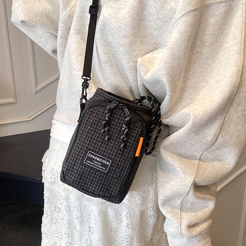Adjustable Strap Nylon Crossbody Bag Casual Mini Square Bag Simple Mobile Phone Pouch  Male/Female