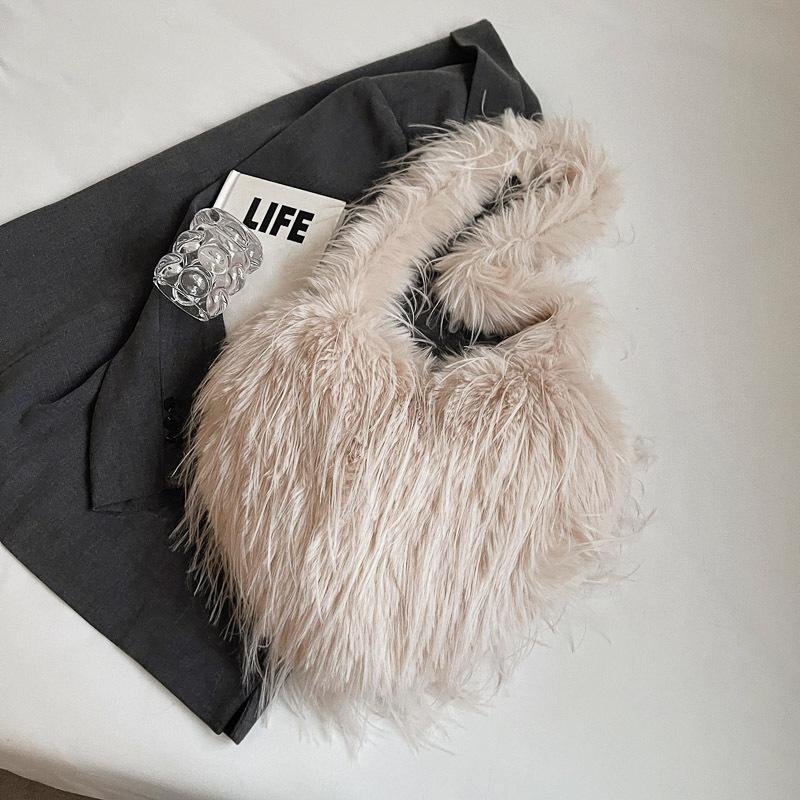 Autumn and Winter New Casual Wool Bag Large Capacity Tote Bag Fashion One Shoulder Armpit Bag Handbag Plush Bag