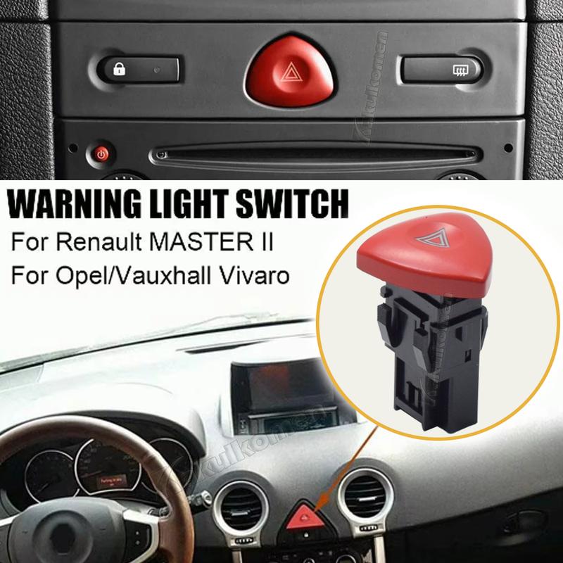 HAZARD WARNING FLASHER LAMP SWITCH Button for OPEL Renault Trafic Espace Laguna /Vauxhall/Clio 2 8200442724 93856337 8200002441