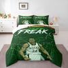 Duvet Cover Set Giannis Greek Freak Bucks 34 Green Lightning Basketball NBA for Men Bedroom Decor Fan Gift