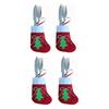2026 New Style Christmas Cutlery Stocking Set - 4 Pieces with Bow Tie and Hemp Rope