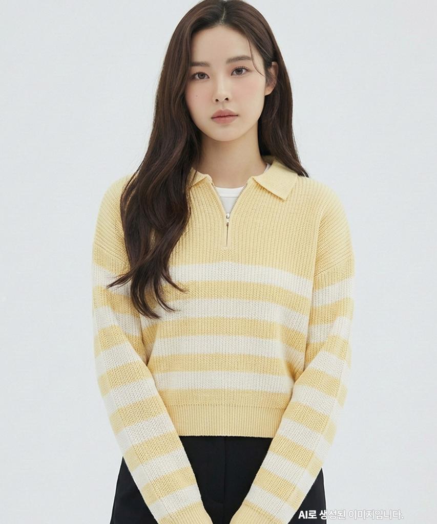 VANAKE Color Block Design Zip-Up Collar Knit_Vb33Ktq320Z