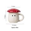 Affascinante Set di Stoviglie in Ceramica a Forma di Fungo Rosso: Tazza, Piatto da dessert, Ciotola da riso, Ciotola per noodles, Insalatiera e Cucchiaio