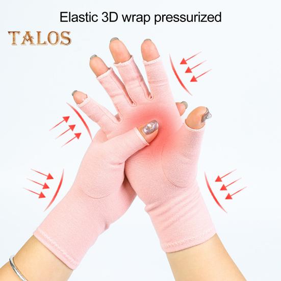 1 Pair Health Care Gloves Balanced Pressure Elastic Wrap Lightweight Neat Seams Half-Finger Design for Cycling Driving Fitness Touchscreen Mountain