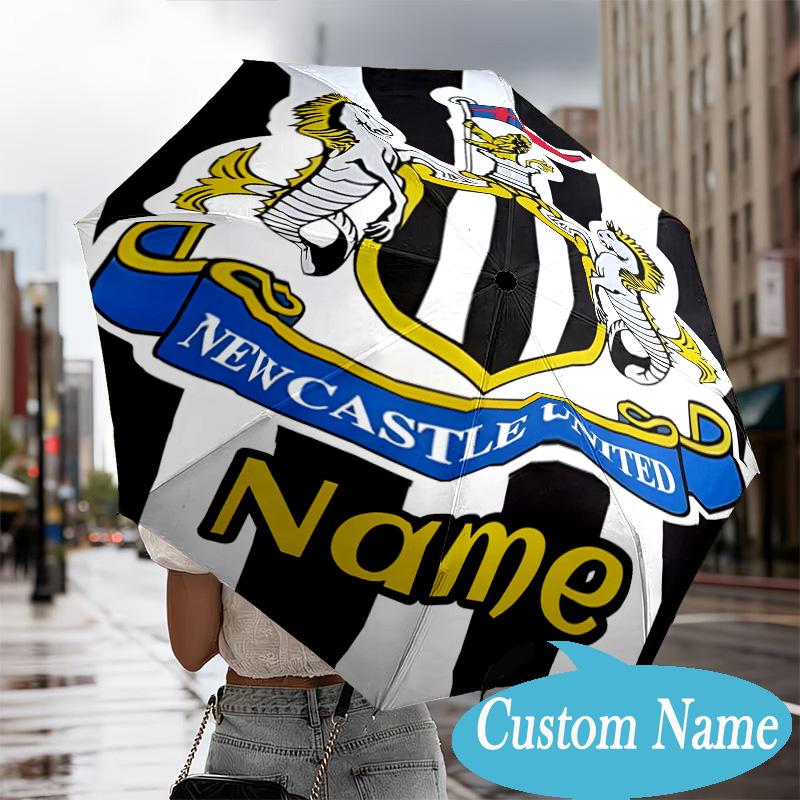 Custom Name Newcastle Crest Umbrella Folding Umbrella, Automatic Umbrella - 8-Frame for Travel, Casual Lightweight Personalized Gifts