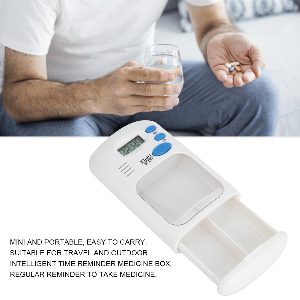 Mini Portable Medicine Tablet Pills Candy Storage Box Organizer Case with RemiderMedicine Reminder