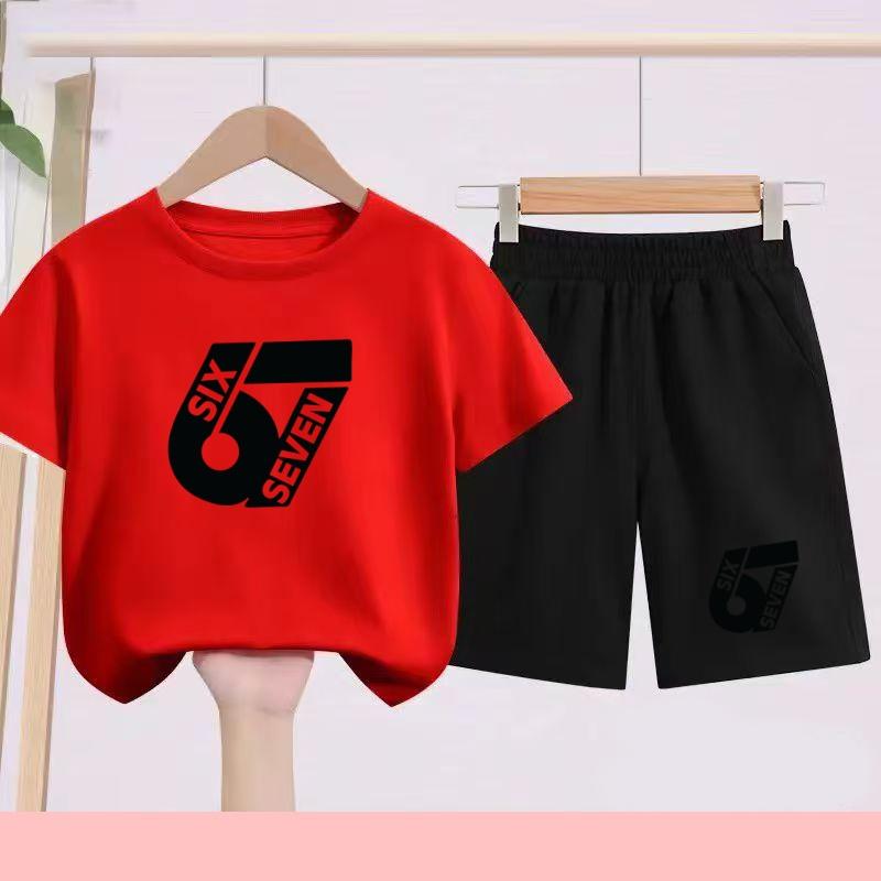 Completo sportivo per bambini: Set di T-shirt casual a maniche corte stampata+pantaloncini adatto per la calda estate