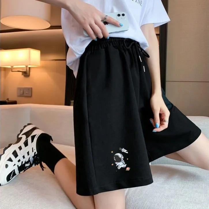 Women's Summer Three-dimensional Printing Sports Shorts K Pop Students Loose Wide-leg Ins Casual Five-point Pants