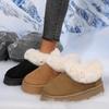 Non Slip Thick Bottom Furry Snow Boots Women 2025 Winter Chunky Platform Wedge Heel Plush Ankle Boots Fluffy Fur Pearl Shoes