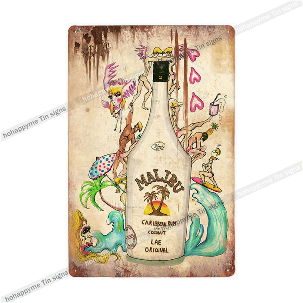 Segno di Latta Malibu Rum Pittura Metallica Targhetta Per Bar Pub Club Caffè Decorazione Adesivo Murale Poster Famiglia Targhe 20x30cm