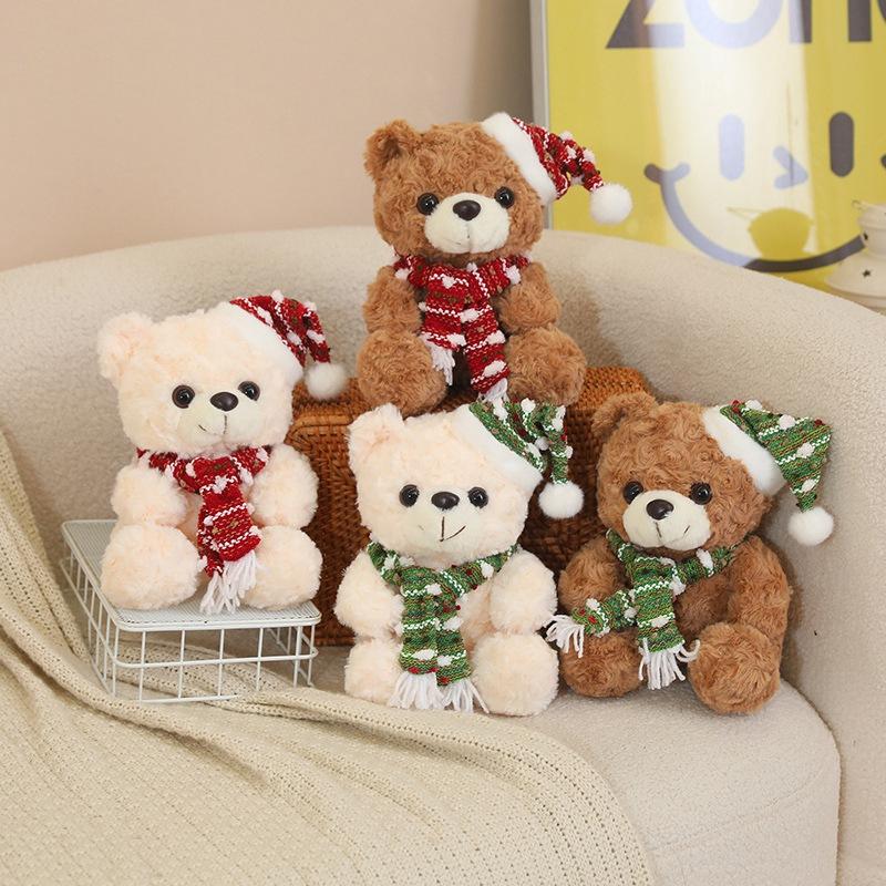 Christmas Scarf Teddy Bear Doll Bear Plush Toy Bear Hug Bear Doll Child Soothing Rag Doll