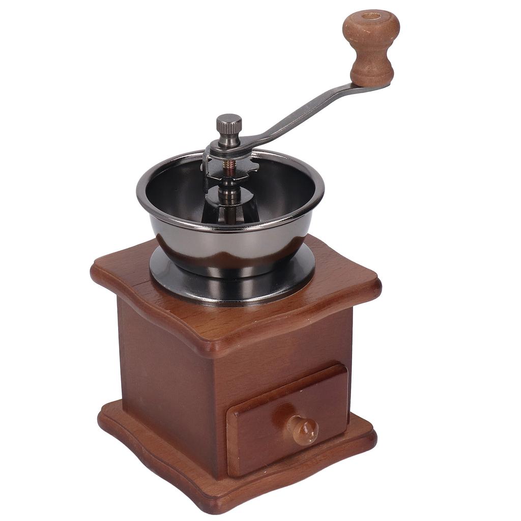 Hand Coffee Mill Grinder Retro Beech Classic Style Wood Base Rust Proof Stainless Steel Core Manual Coffee Mill