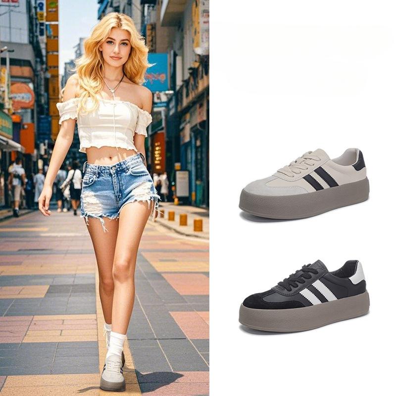 Genuine leather Dexun shoes, fashionable sneakers thick-soled sports shoes versatile white shoes lightweight Forrest Gump shoes casual women's shoes