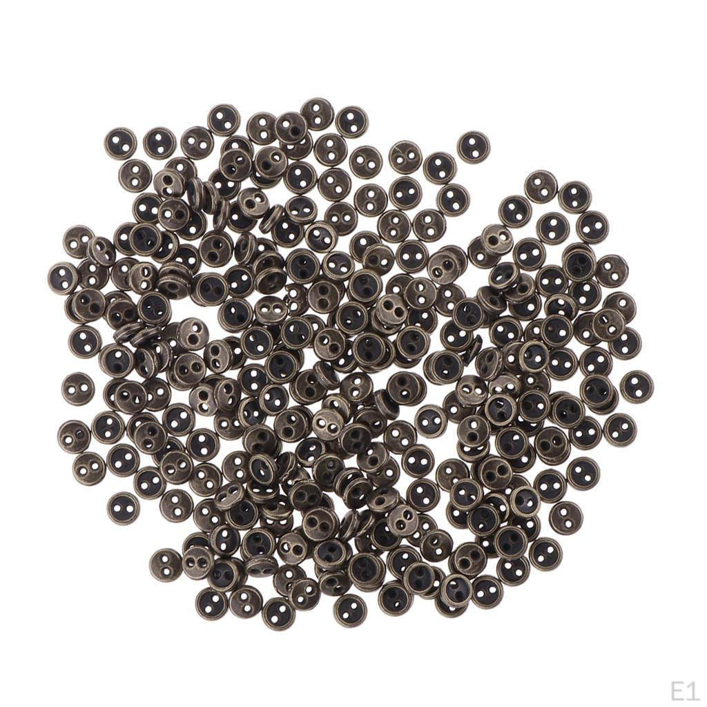 5mm Mini Metal Round Sewing Doll Clothes Buttons Pack of 300 -Bronze