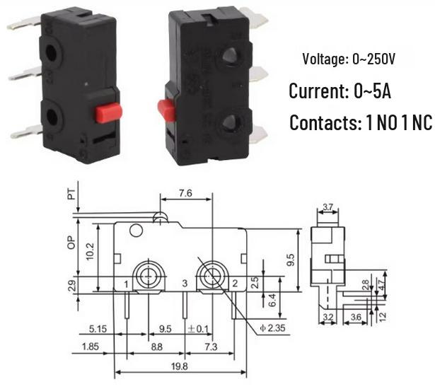 KW12 Mikro-Stativ Kippschalter, 5A/250V, KW11-3Z, Reiseendschalter