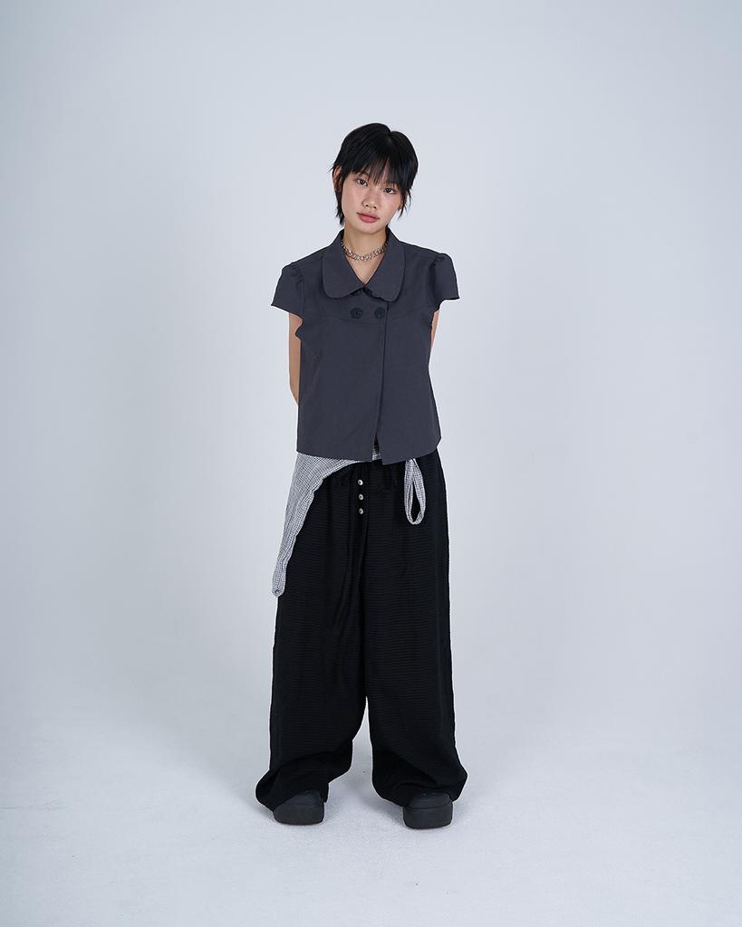 Sio Elastic Waist Stripe Pants [Black]