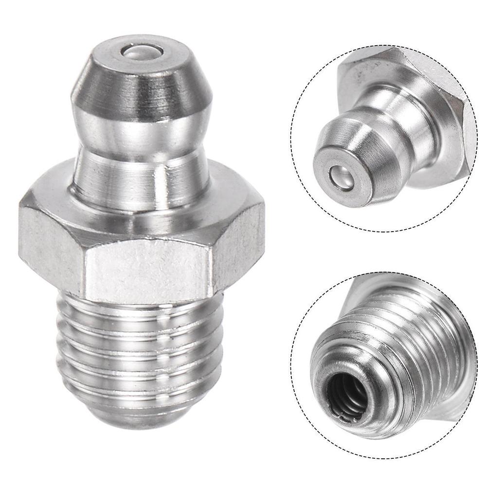Stainless Steel Grease Fitting M8 X 1mm Thread 10 Pack for Hydraulic Systems Pneumatic Devices and Mechanical Assembly Lines