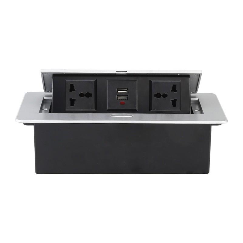 Household Countertop Universal Socket With USB Embedded Built-in Desktop Outlet Pop-UP Table Socket