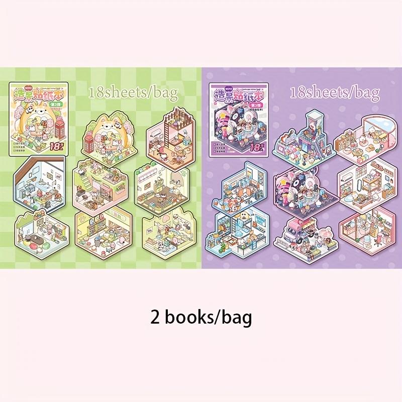 

4 стиля Мини-книга наклеек для пейзажей Материал для DIY-рукоделия Миниатюрная сцена Визуальные наклейки для наслоения Канцелярские товары для подарка на день рождения