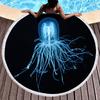 Jellyfish Round Beach Towel Microfiber Absorbent Quick Dry Sand Free Picnic Mat for Bathroom Pool Surf Travel Outdoor Meditation