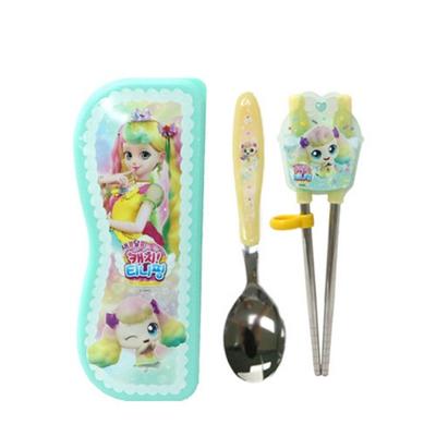 Leburn Sweet and Sour Catch Tiniping Spoon Two-Handed Corrective Chopsticks Case Set, Posilping, Spoon+Both-Handed Corrective Chopsticks+Case, 1 Set