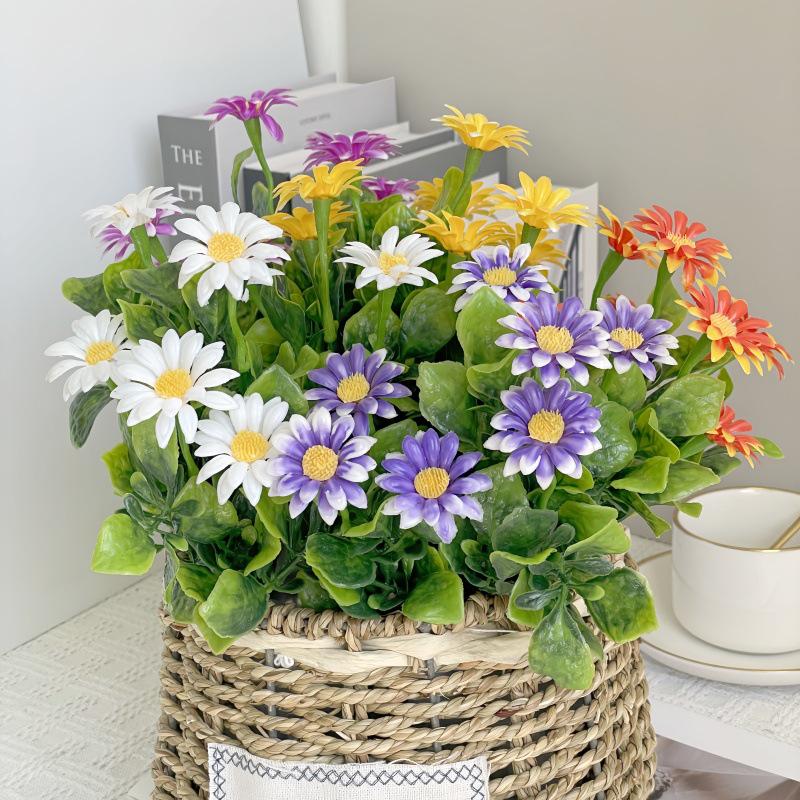 Realistic Spinach Chrysanthemum & Daisy Bouquet: Artificial Chamomile Flowers for Living Room & Outdoor Decor