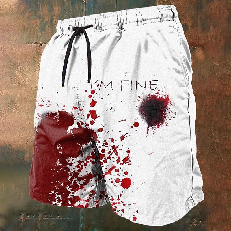 

Men s Blood Splatter Letter Costumes Swim Shorts Board Shorts Swimming Trunks Mid Waist Fashion Streetwear Designer Casual 2XL
