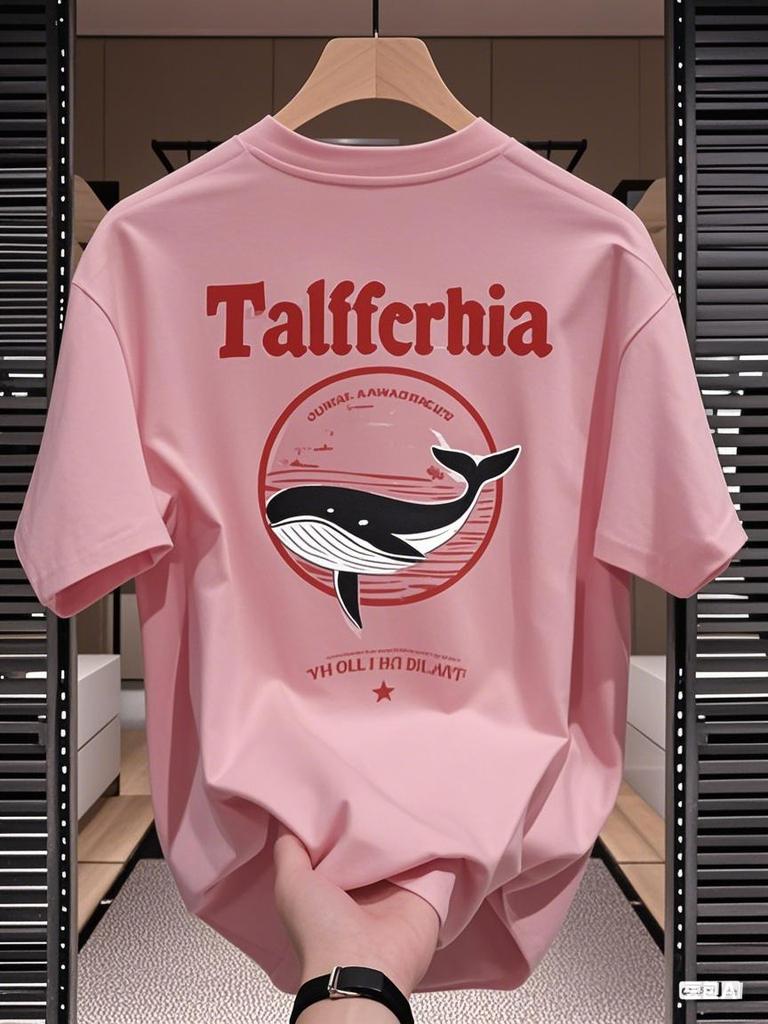 Pure cotton short-sleeved T-shirts for men and women high-end trendy T-shirts for the new summer of 2025 and Marine animals