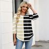 Women Geometric Print 3/4 Sleeve Round Neck Pleated Casual Loose Fit T-Shirt Top for Daily Wear