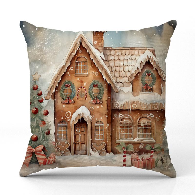 Christmas Snowman Print Pillow Case New Home Sofa Cushion Indoor Versatile Cushion Cushion