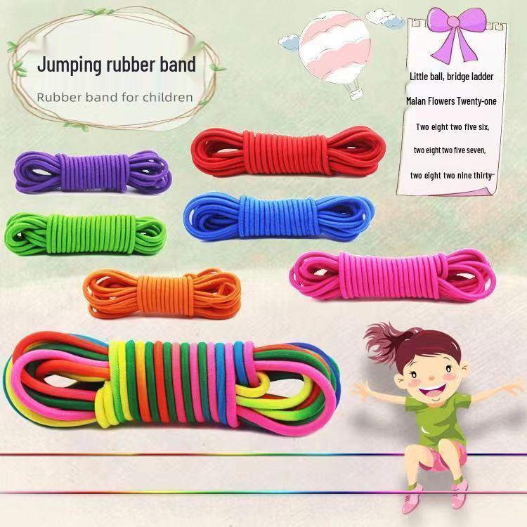 Retro 80s High-Elasticity Rubber Jump Rope for Kids - Durable Nostalgic Playground Essential
