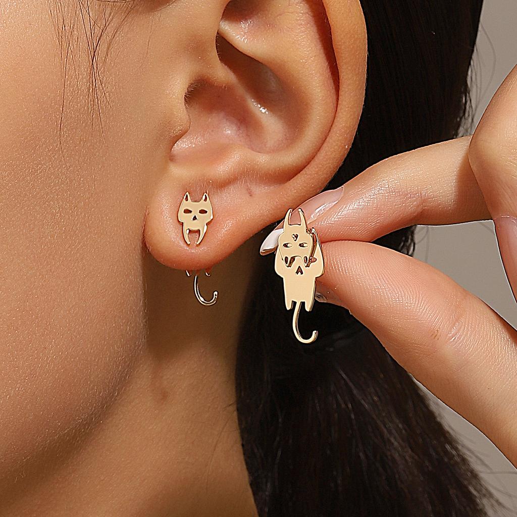 Retro Minimalist Geometric Square Detachable Triangles Stainless Steel Stud Earrings for Women Fashion Zircon Accessories Party