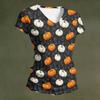 Women's V-Neck Halloween Print Lightweight Blouse for Spring and Summer