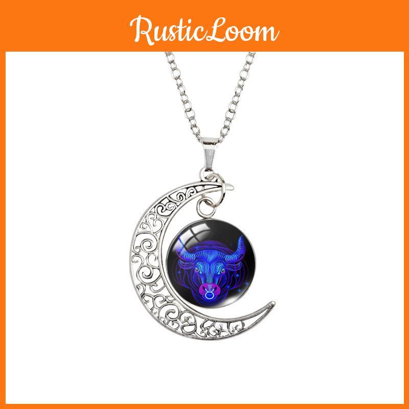 Fashionable Zodiac Moonlight Gemstone Necklace Featuring Beautiful Geometric Style